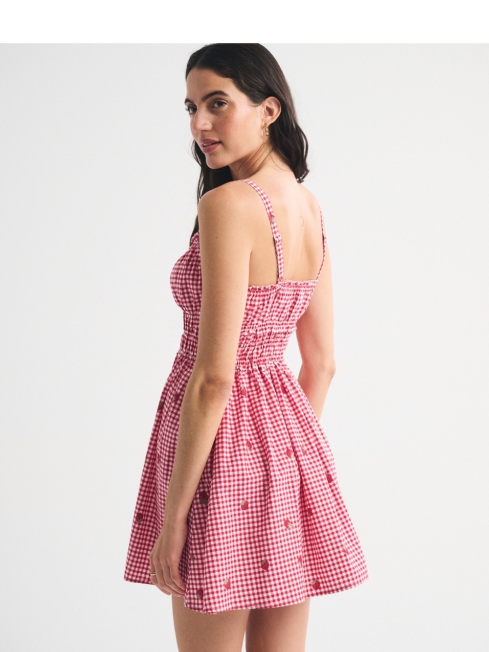 Abercrombie & Fitch Pink Gingham Smocked Mini Dress - Picture 3 of 6